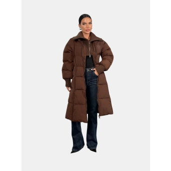 Длинный пуховик MONCLER коричневый 3212 Длинный пуховик MONCLER коричневый 3212