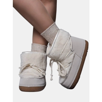 Сноубутсы дутики Moon Boot кожа с мехом капучино Сноубутсы дутики Moon Boot кожа с мехом капучино