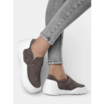 Полуботинки BIRKENSTOCK кожаные серые 3371 Полуботинки BIRKENSTOCK кожаные серые 3371