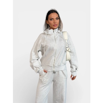 Костюм спортивный BALENCIAGA на молнии светло серый 3444 Костюм спортивный BALENCIAGA на молнии светло серый 3444