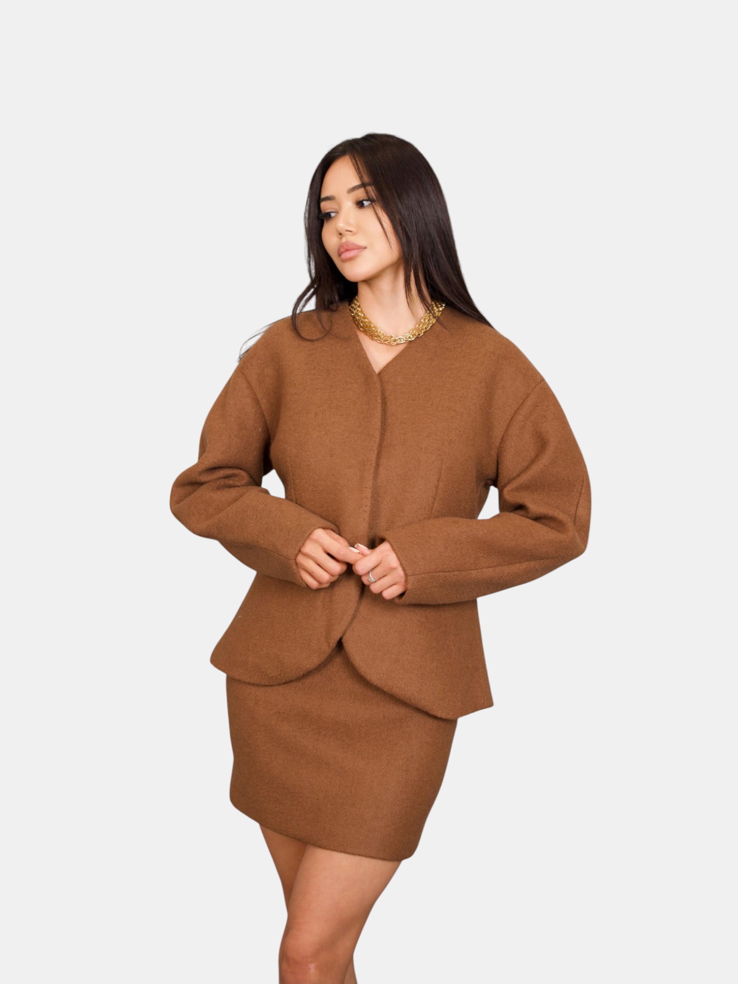 Костюм двойка с юбкой коричневый 3242 Костюм двойка с юбкой коричневый 3242