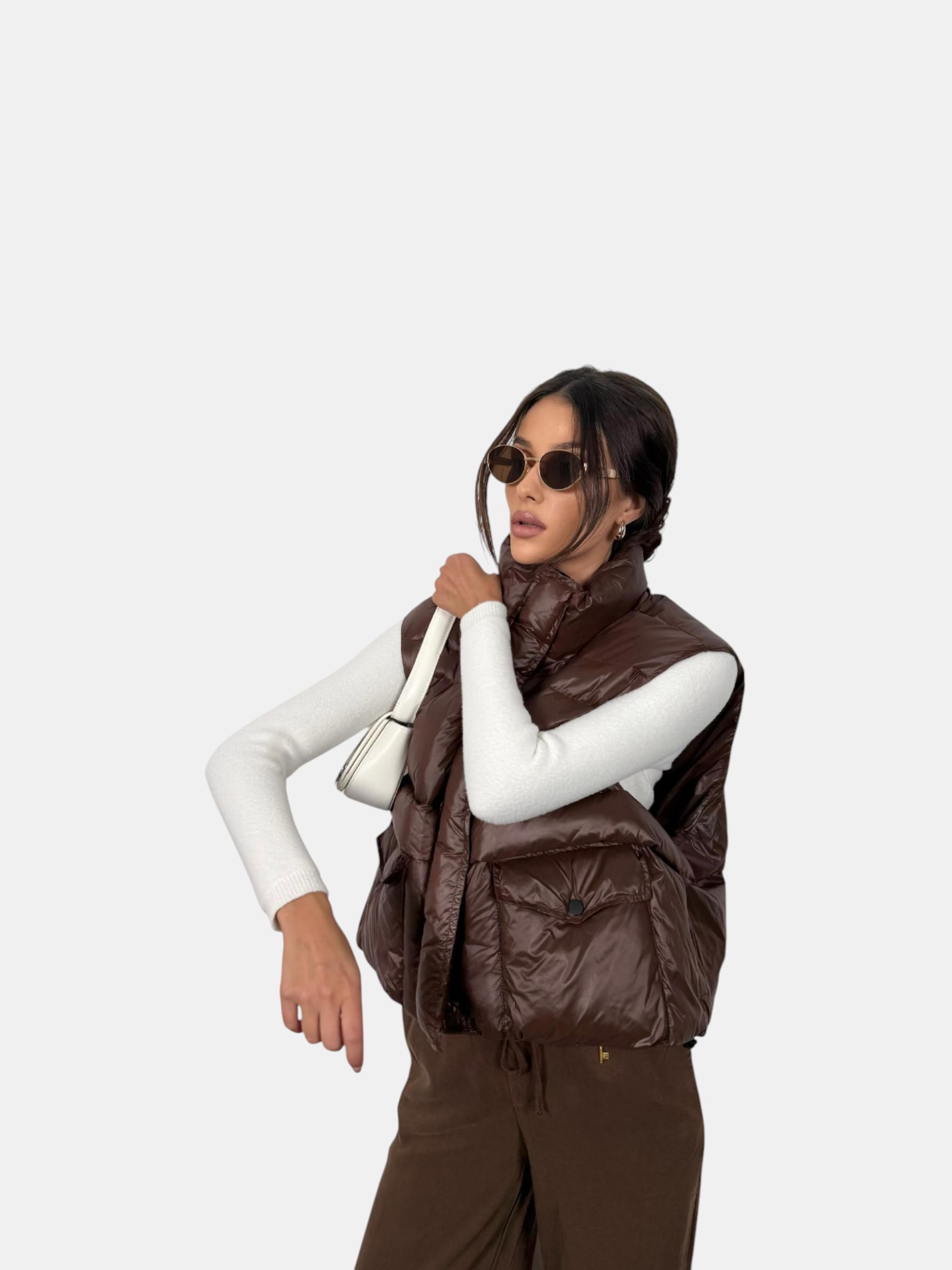 Жилетка оверсайз коричневая 3164 Жилетка оверсайз коричневая 3164