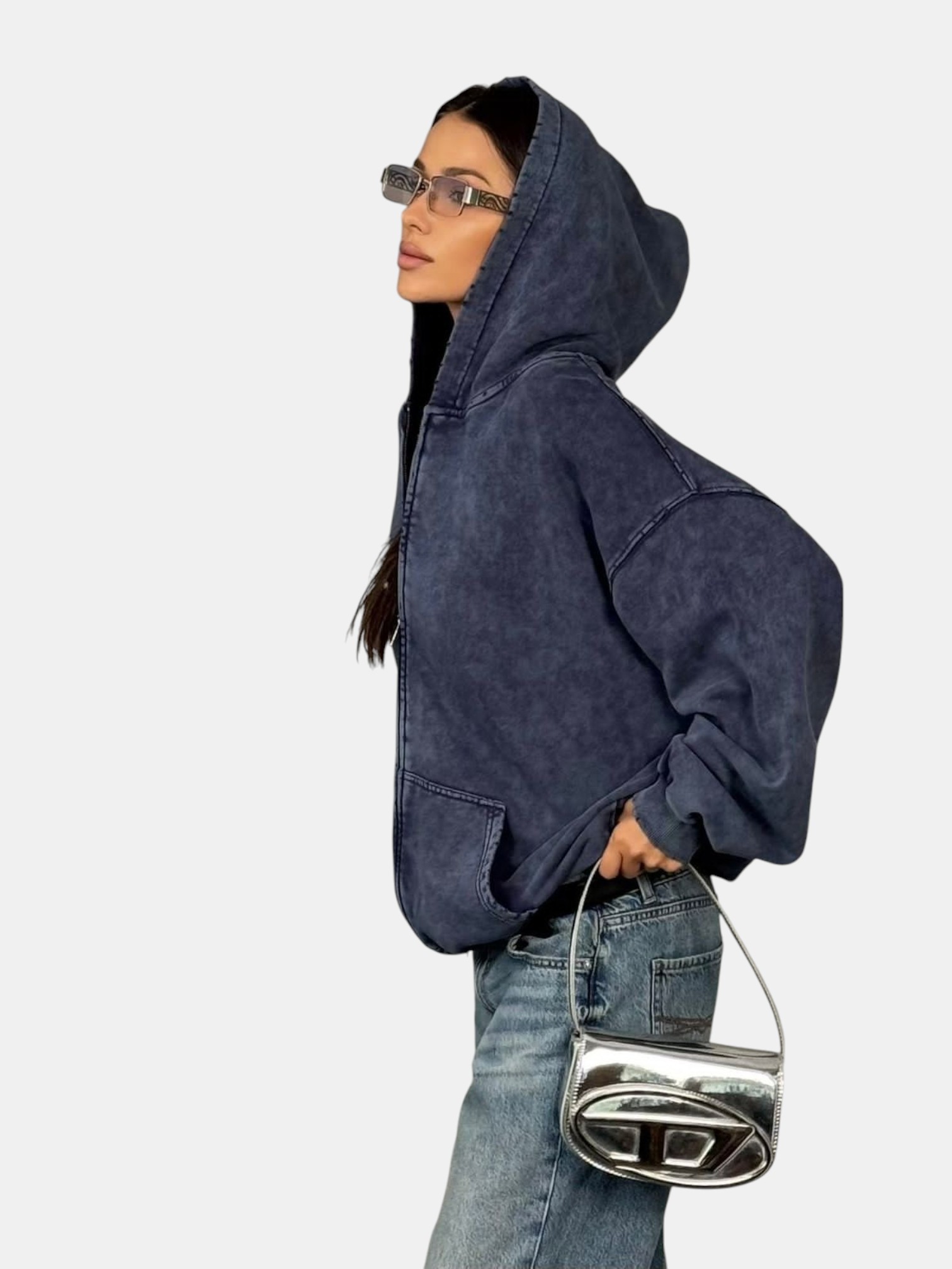 Толстовка с зипкой оверсайз