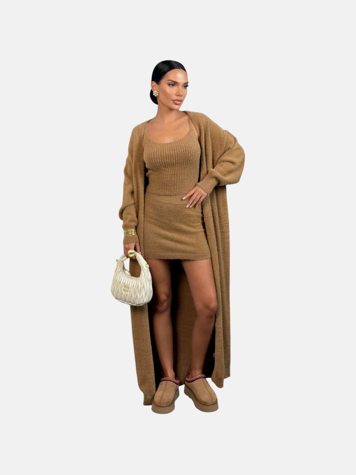 Костюм махровая тройка с юбкой мокко 3216 Костюм махровая тройка с юбкой мокко 3216