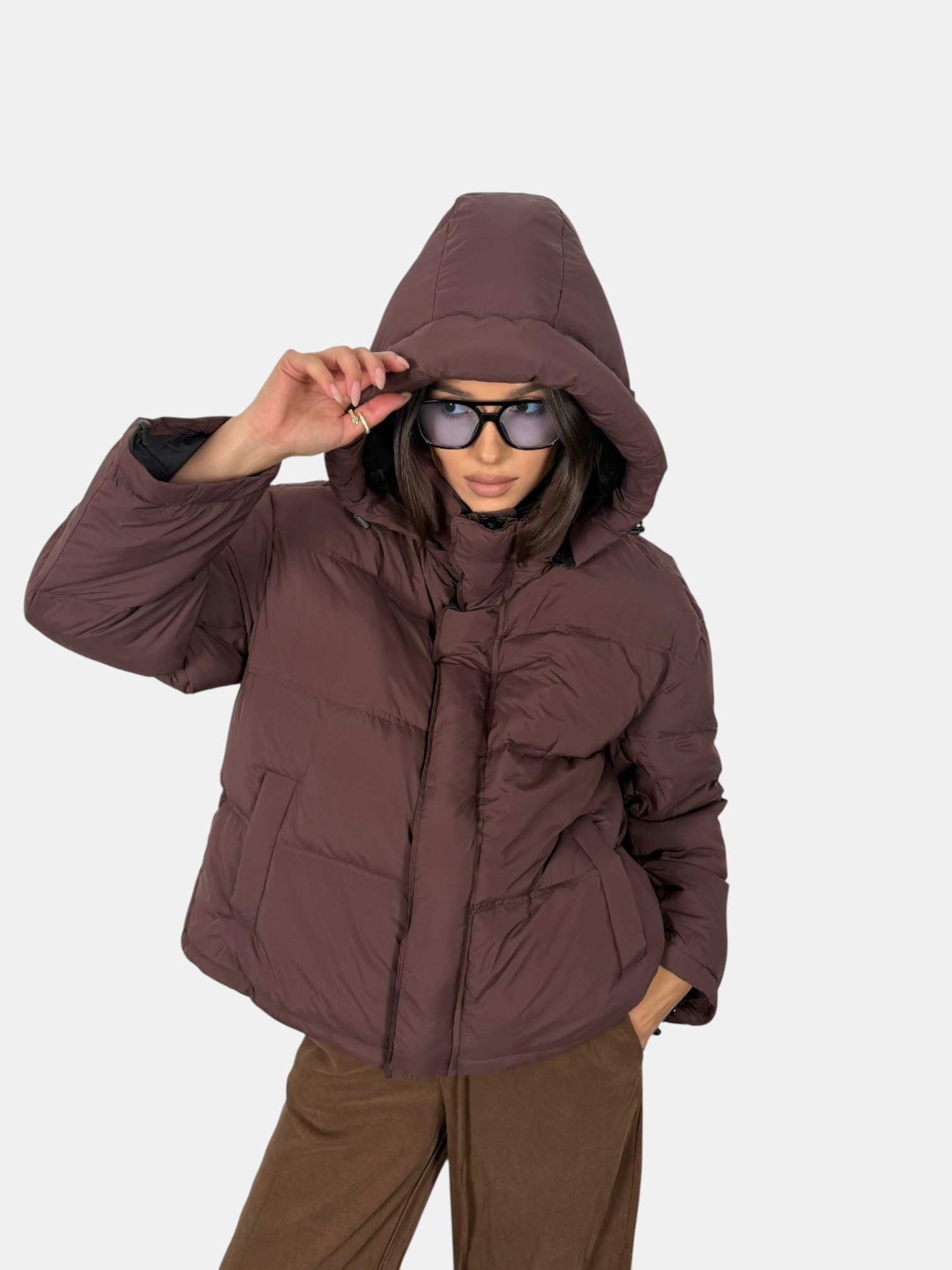 Пуховик оверсайз бордовый 3156 Пуховик оверсайз бордовый 3156