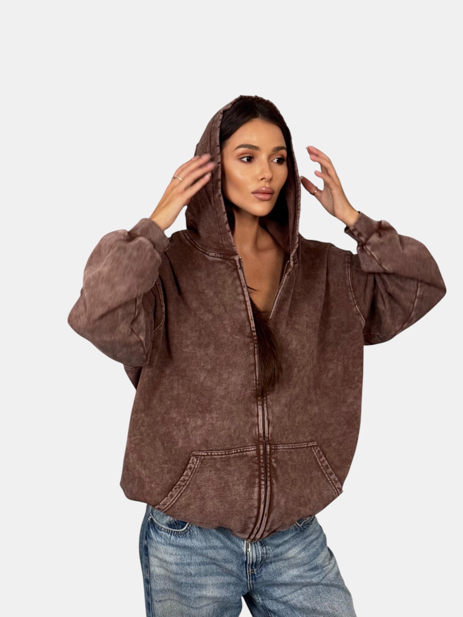 Толстовка с зипкой оверсайз