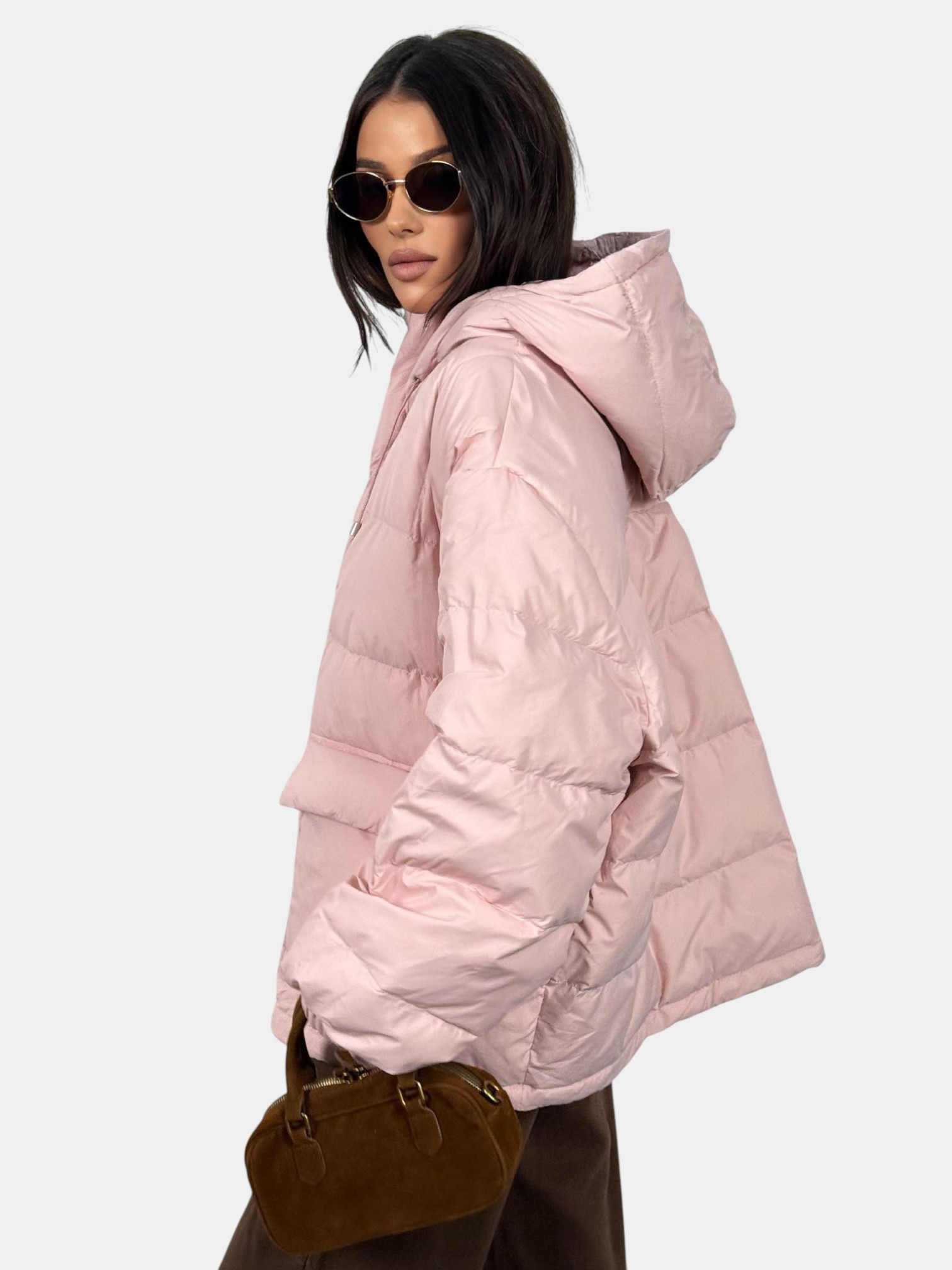 Пуховик оверсайз розовый