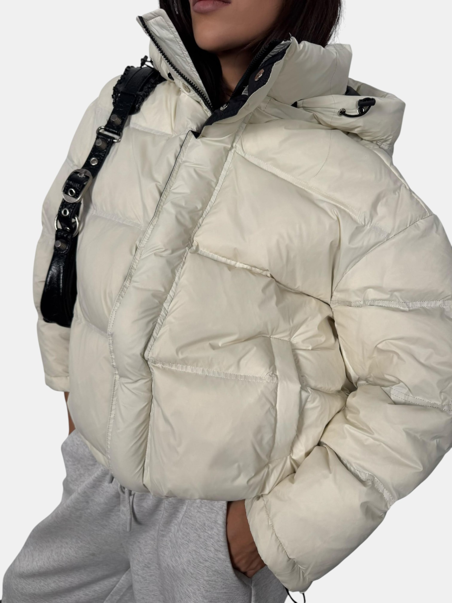 Пуховик оверсайз бежевый