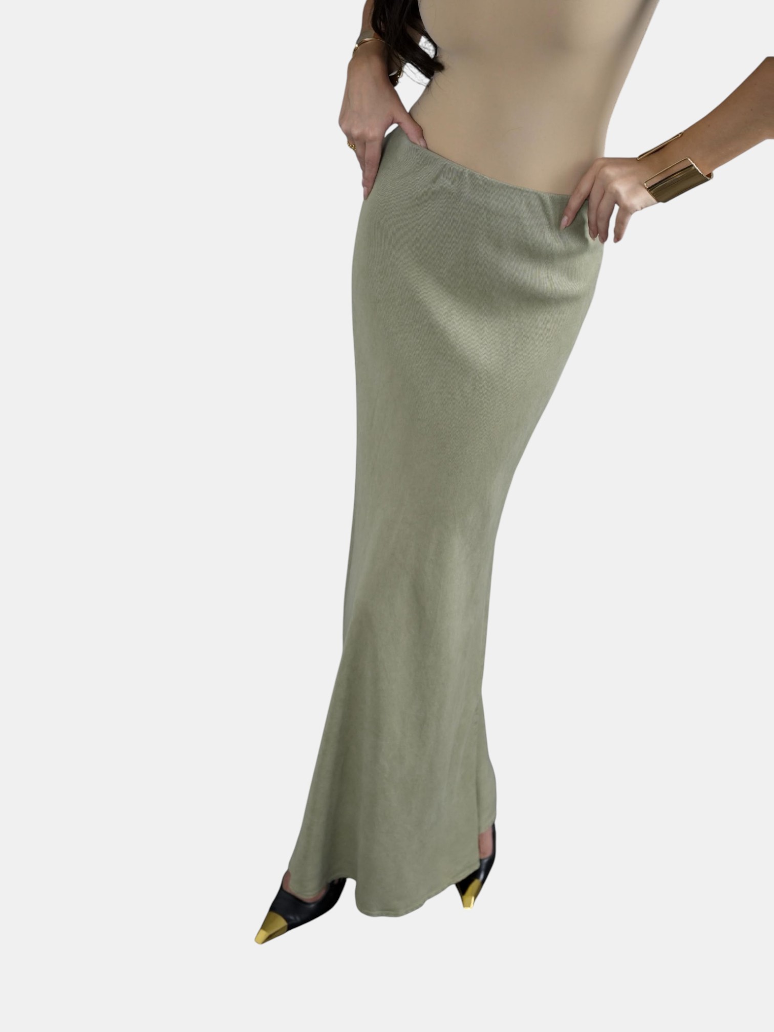 Джинсовая юбка фисташковая 3194 Джинсовая юбка фисташковая 3194