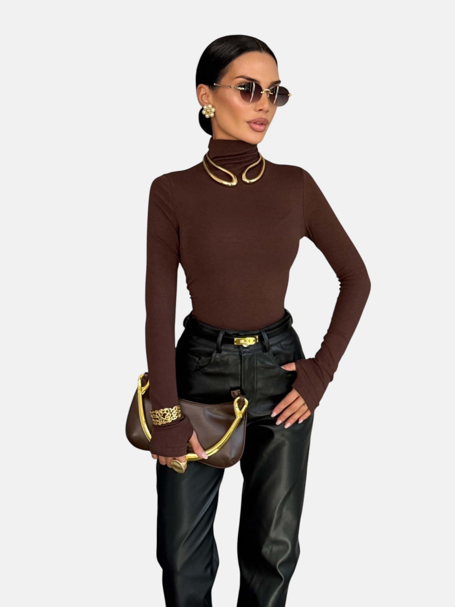 Лонгслив гольф коричневый 3236 Лонгслив гольф коричневый 3236