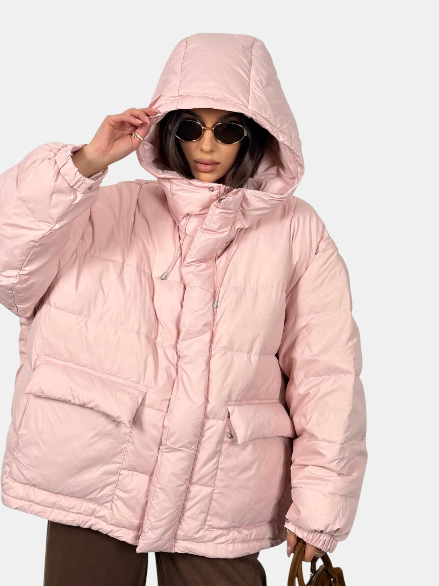 Пуховик оверсайз розовый 3148 Пуховик оверсайз розовый 3148