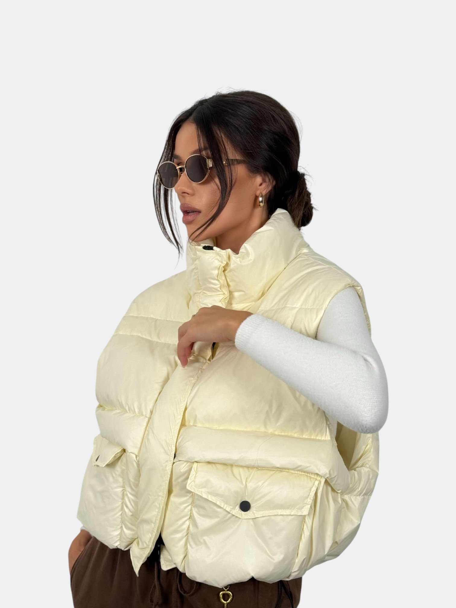 Жилетка оверсайз бежевая 3166 Жилетка оверсайз бежевая 3166