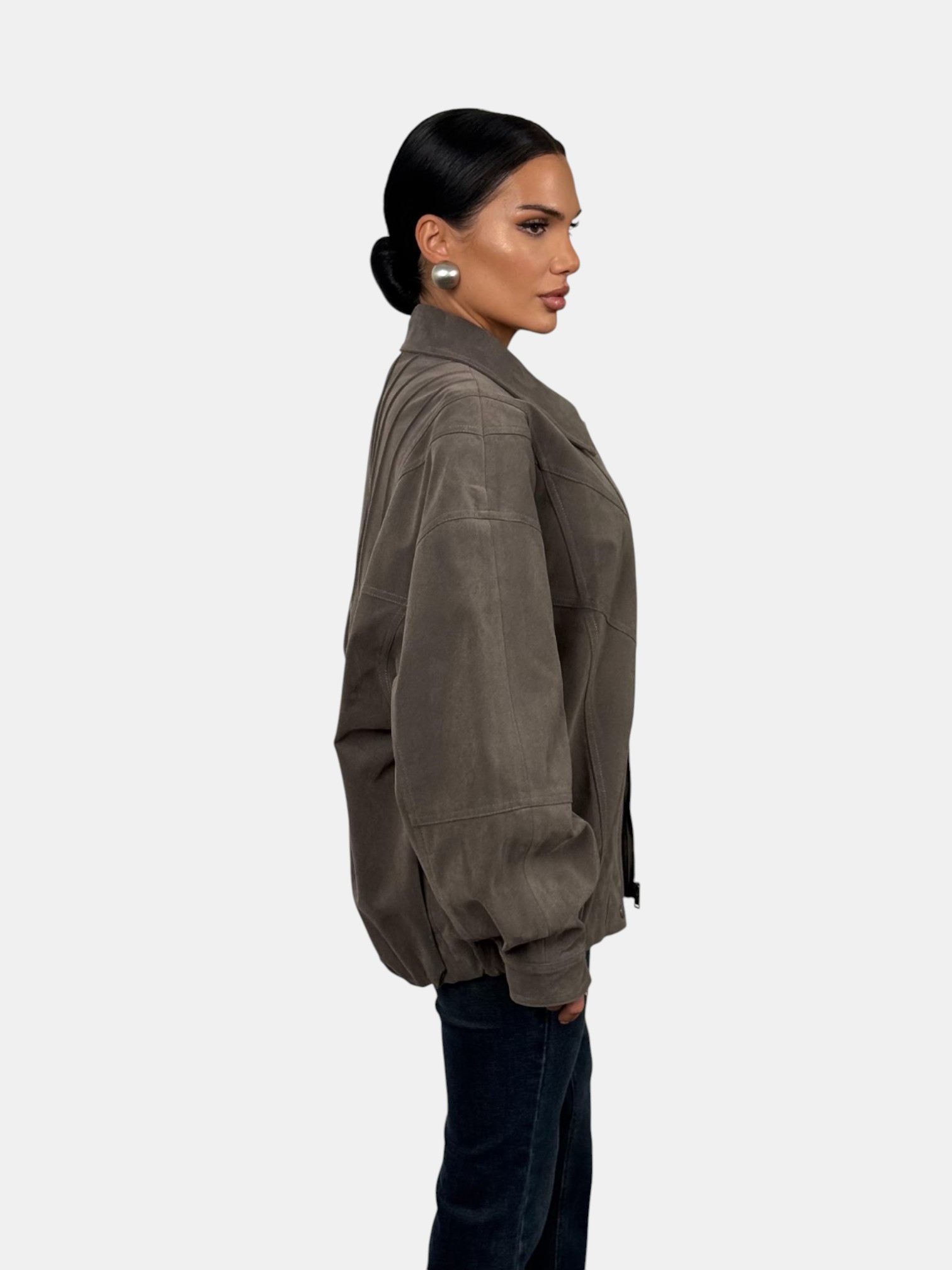 Куртка замшевая оверсайз серая 3206 Куртка замшевая оверсайз серая 3206