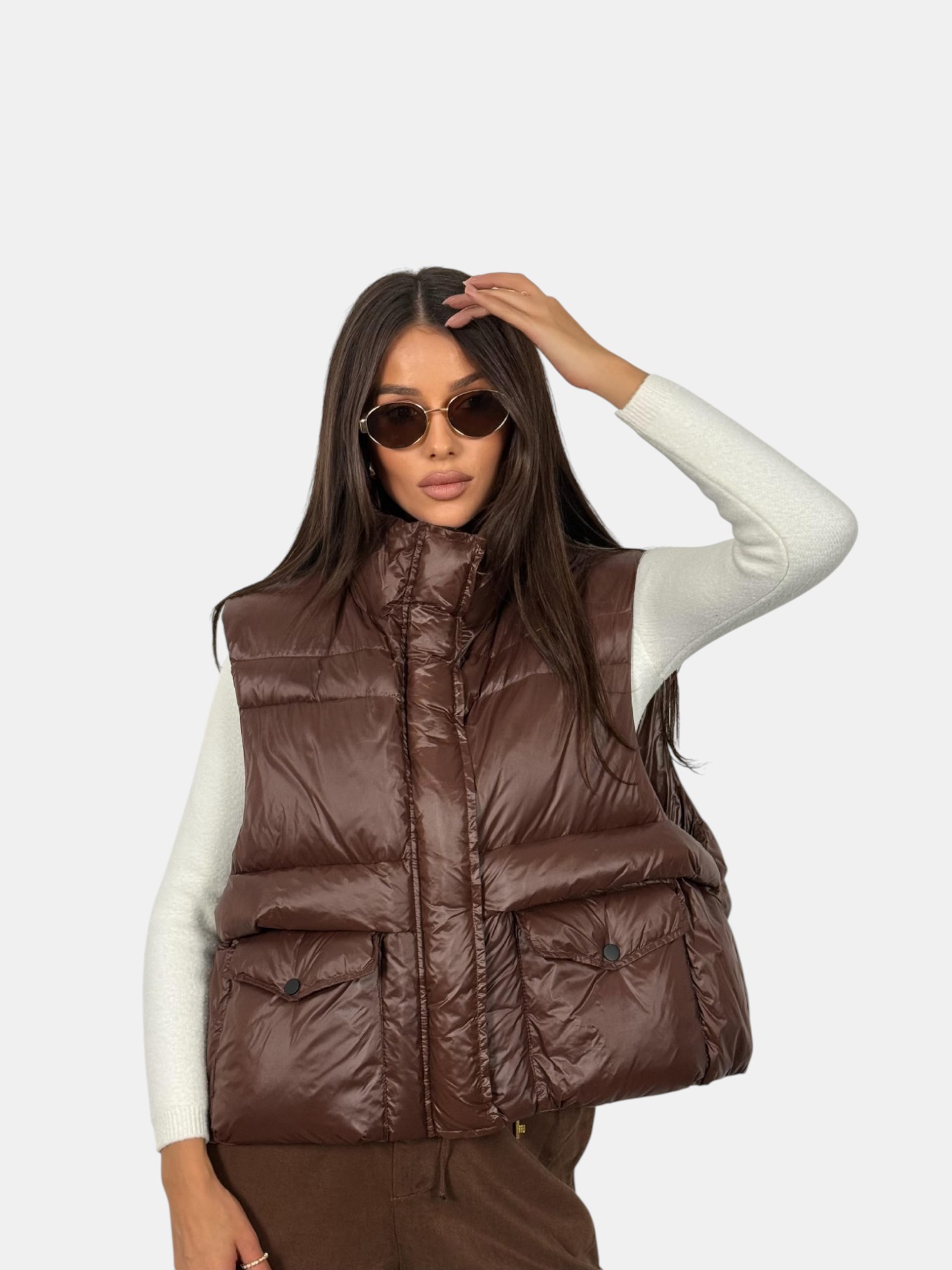 Жилетка оверсайз коричневая