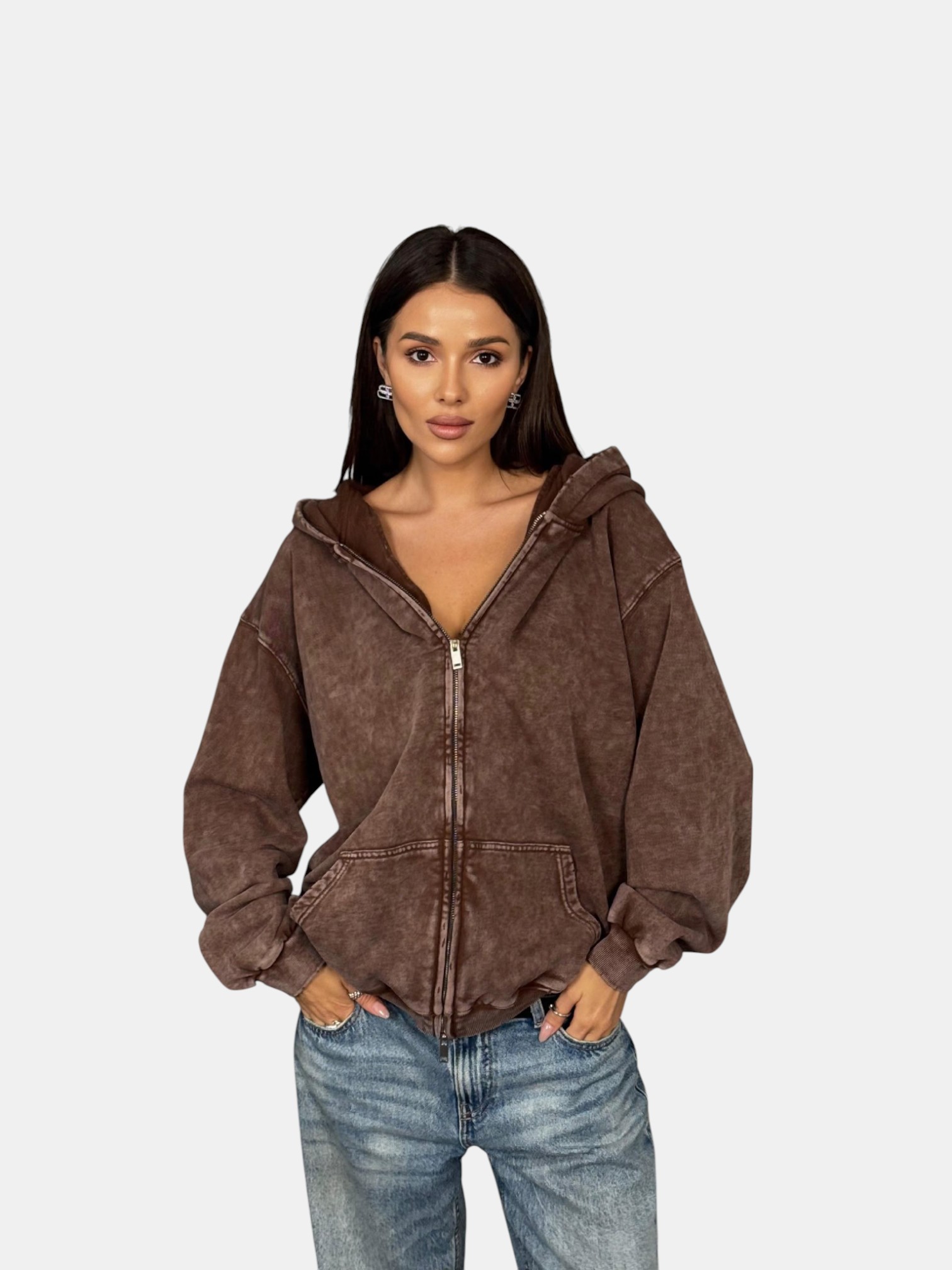 Толстовка с зипкой оверсайз