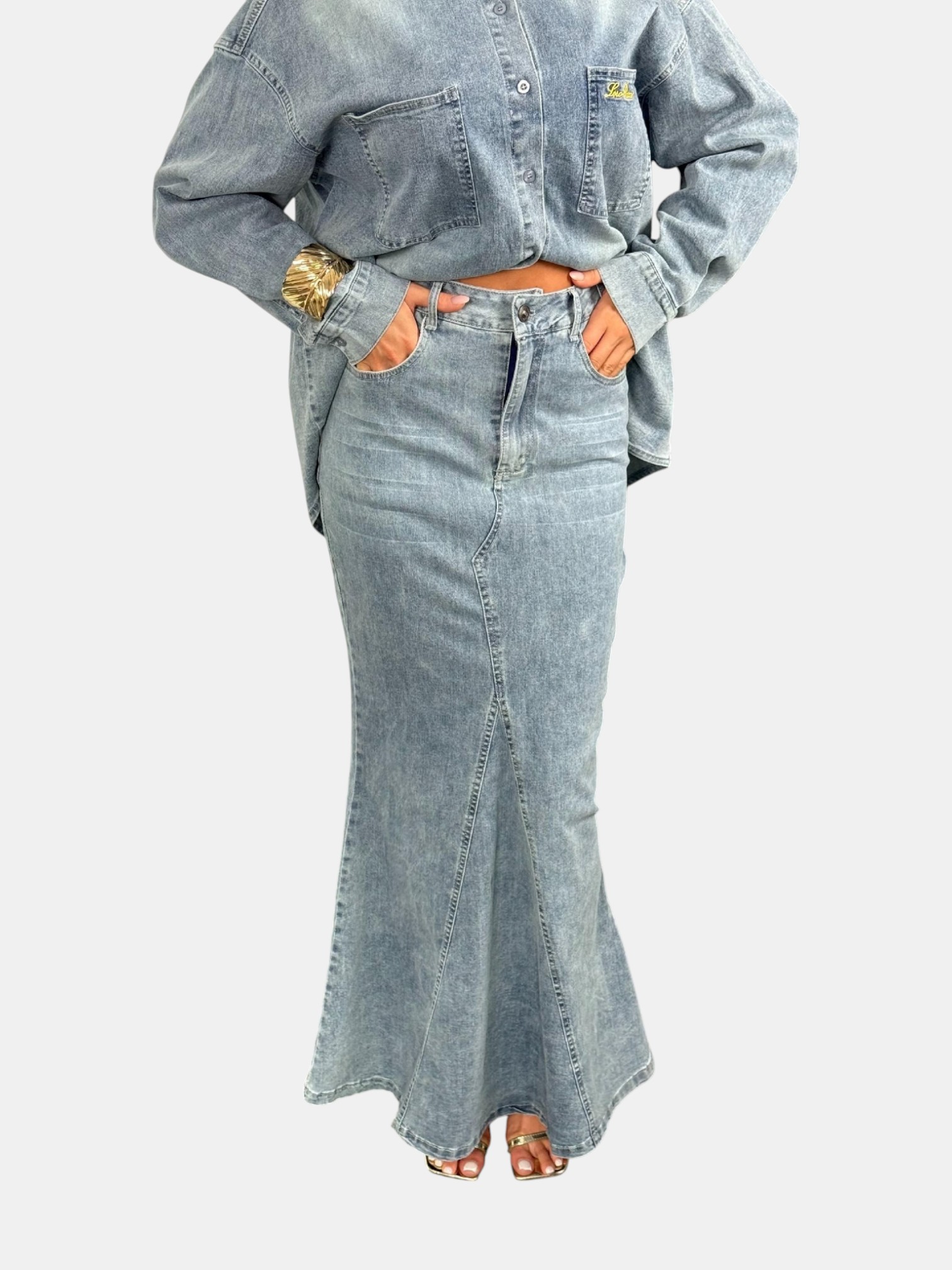 Джинсовый костюм двойка LORO PIANO голубой