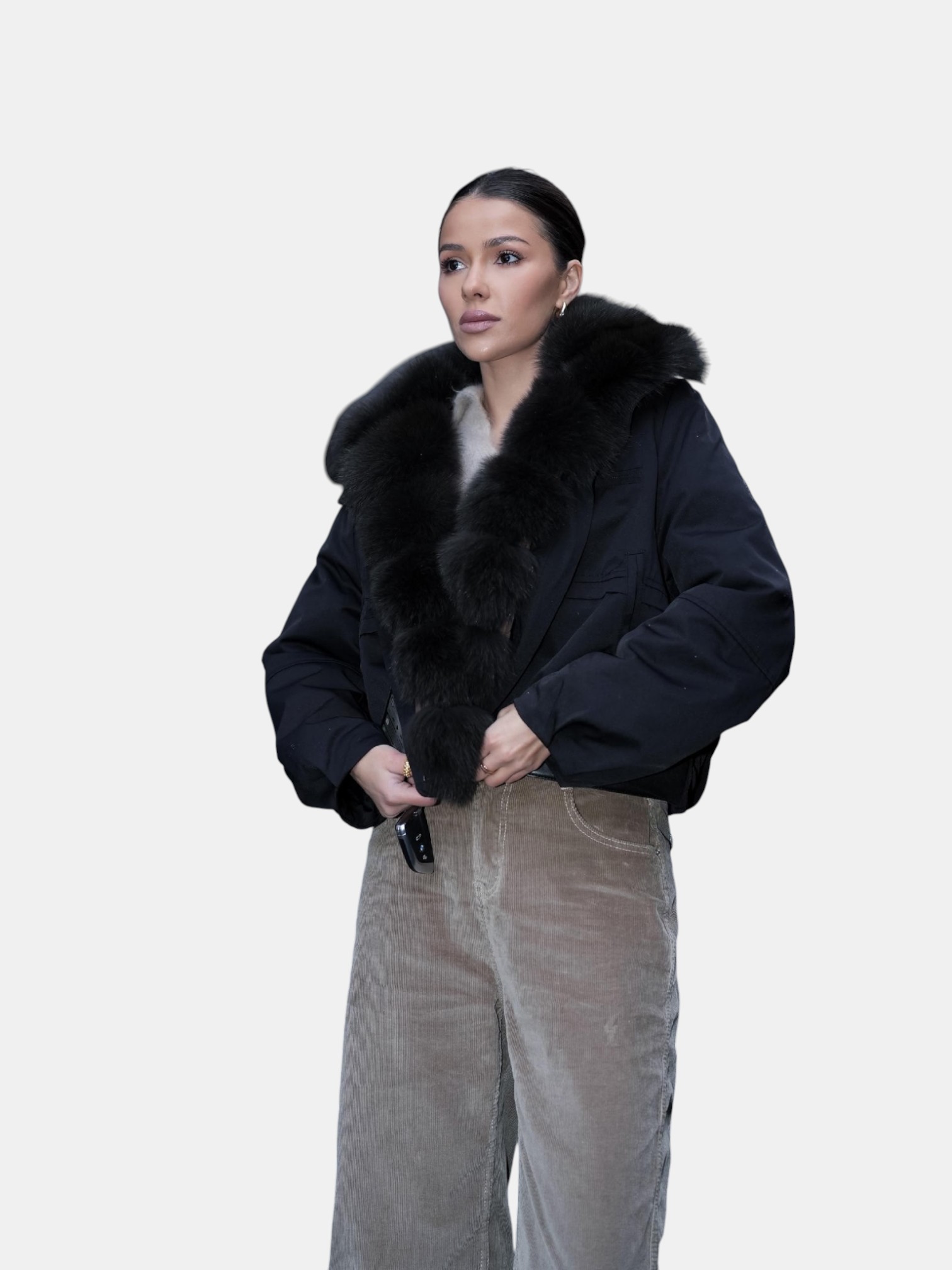 Куртка с натуральным мехом черная 3224 Куртка с натуральным мехом черная 3224