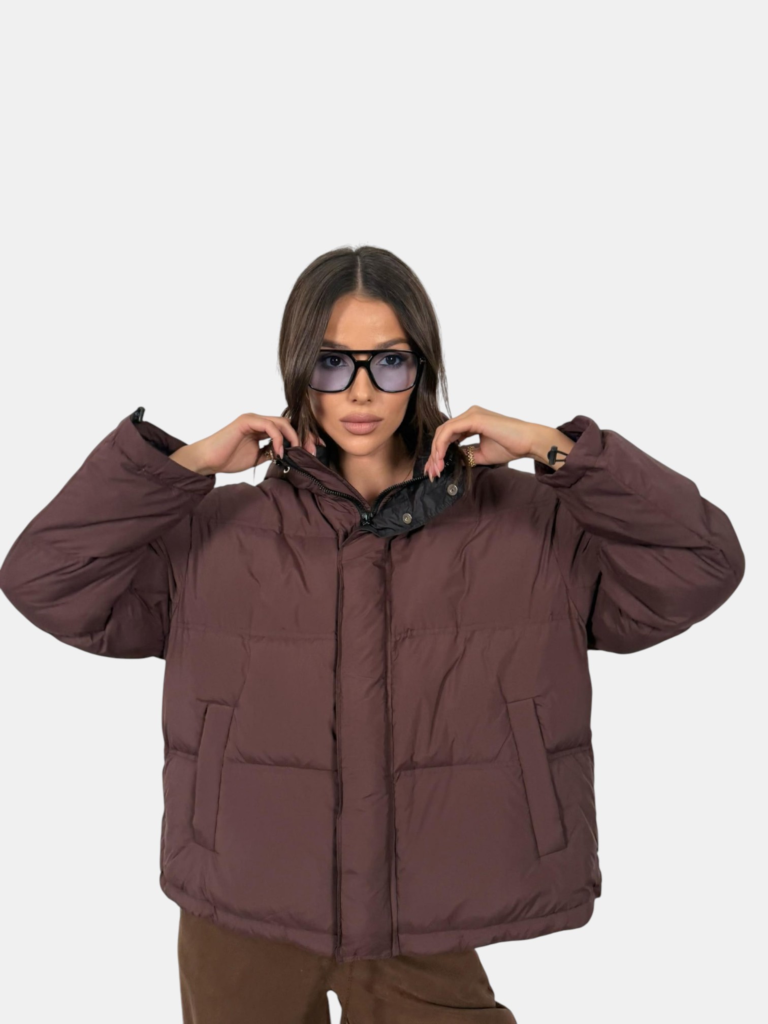 Пуховик оверсайз бордовый