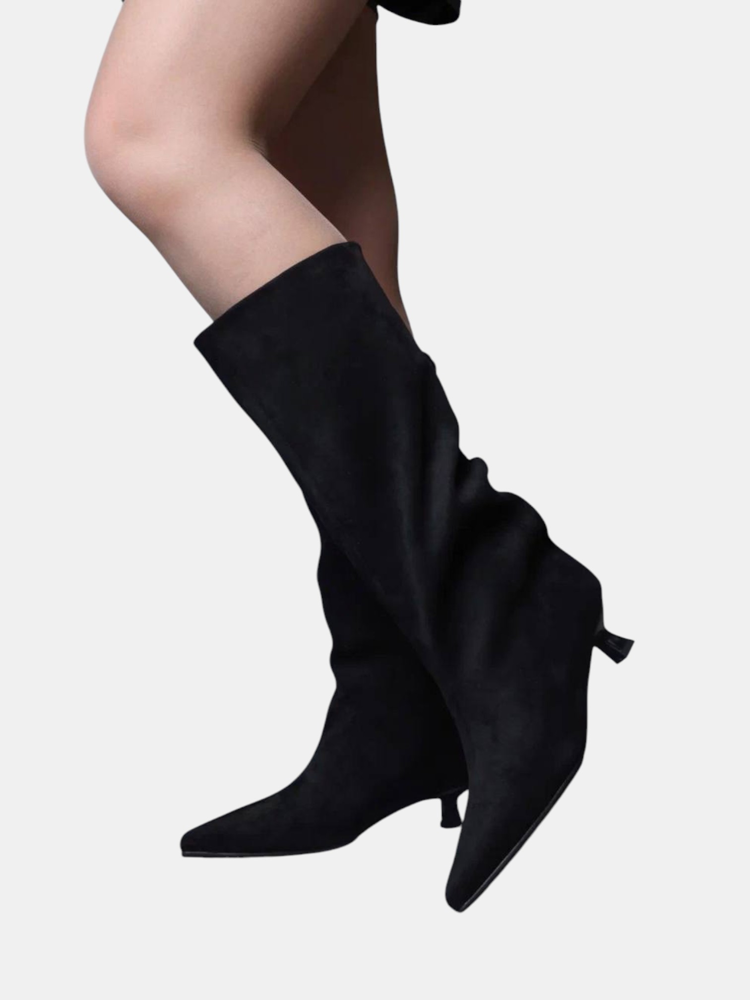 Сапоги трубы на шпильке замшевые черные 3289 Сапоги трубы на шпильке замшевые черные 3289