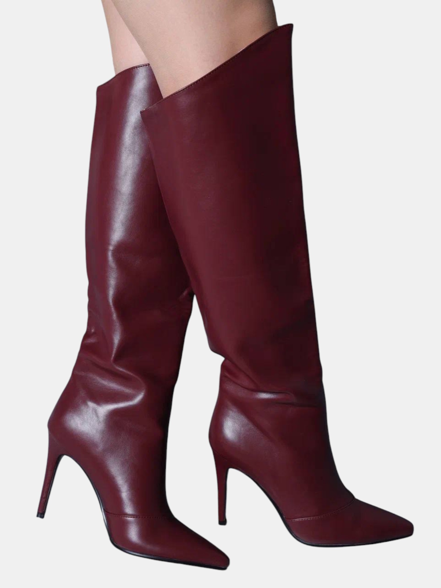 Сапоги трубы на шпильке кожа бордовые 3293 Сапоги трубы на шпильке кожа бордовые 3293