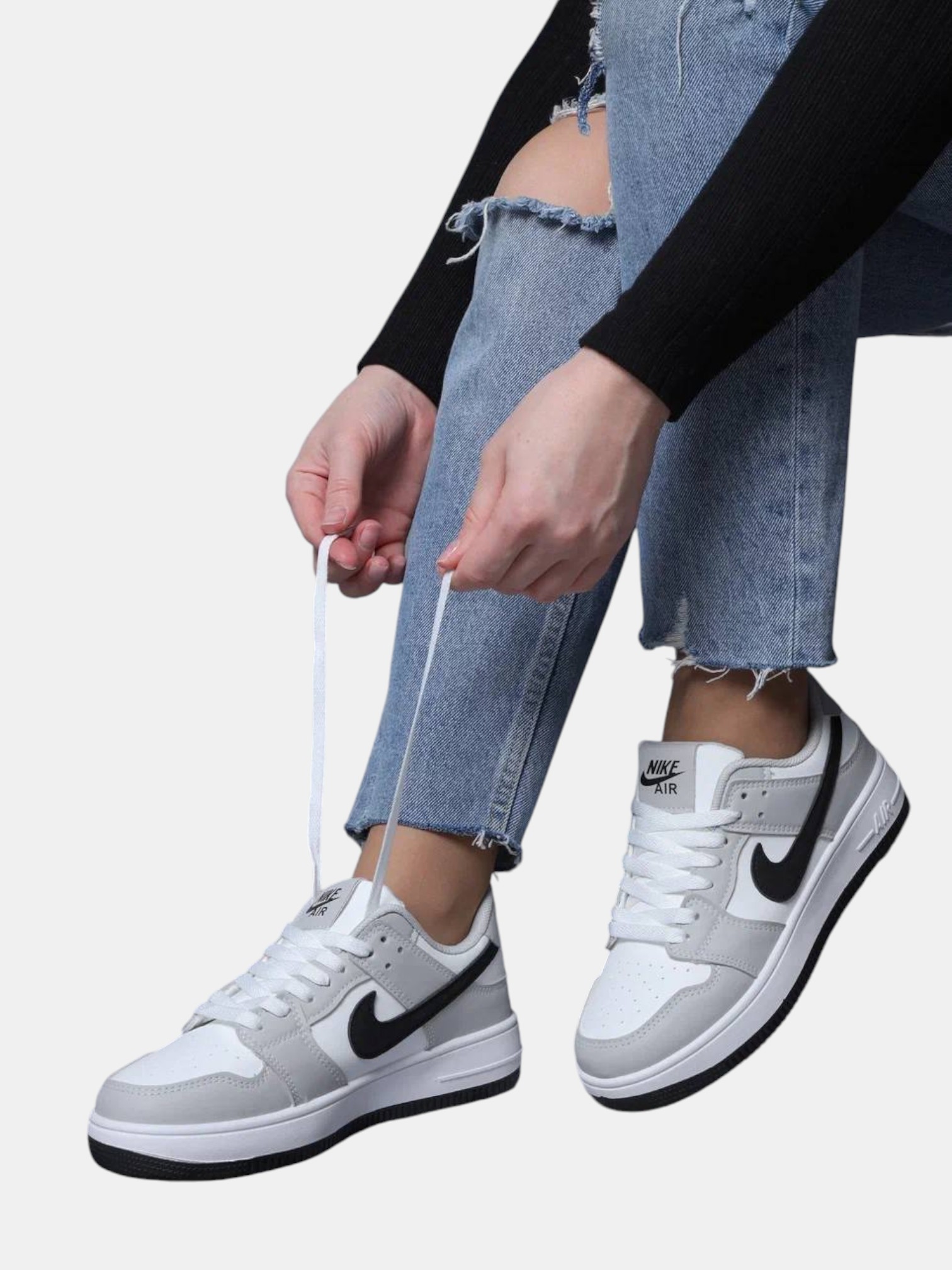 Кроссовки NIKE Air Force 1 белые с серым 3256 Кроссовки NIKE Air Force 1 белые с серым 3256