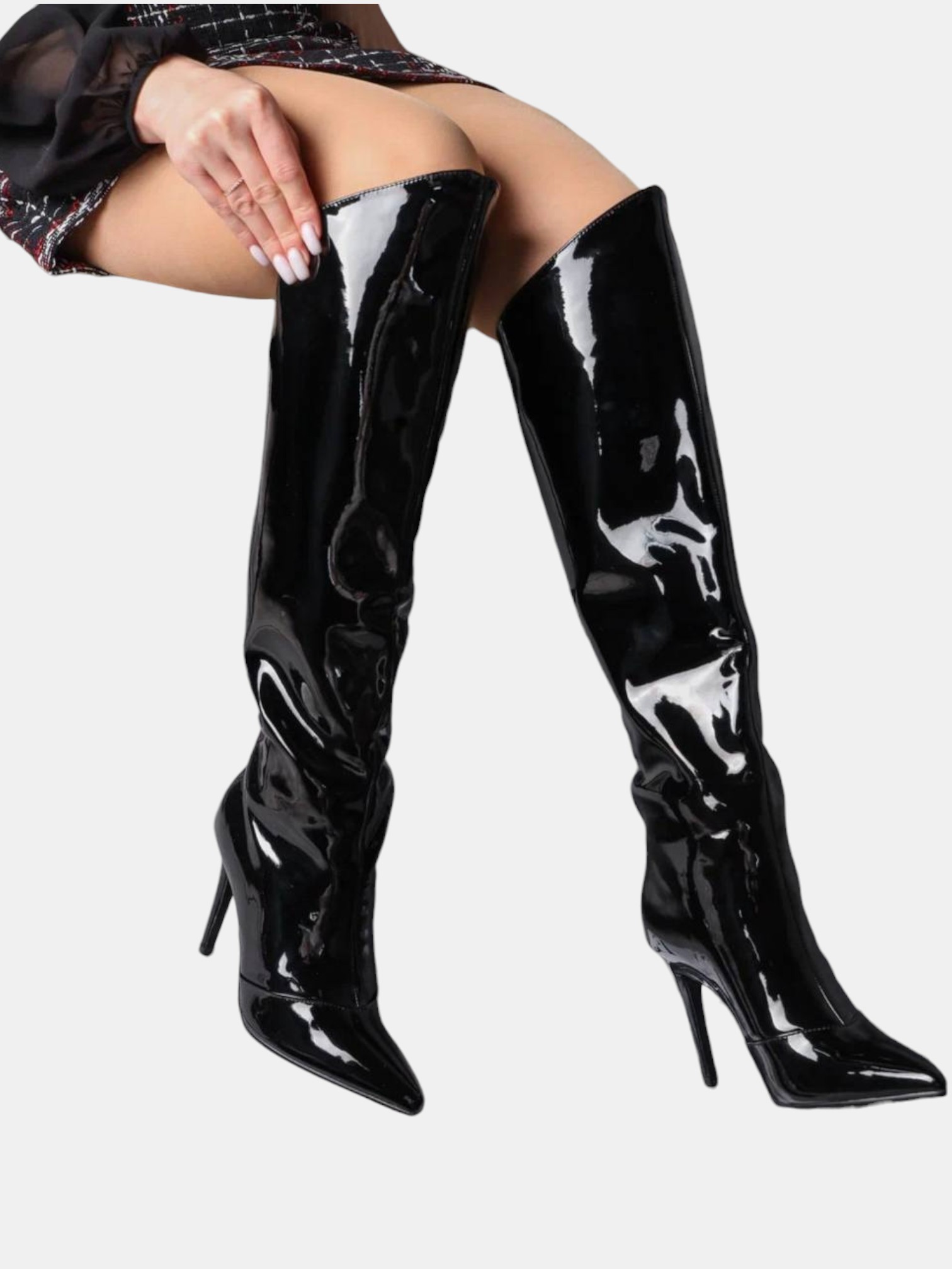 Сапоги трубы на шпильке