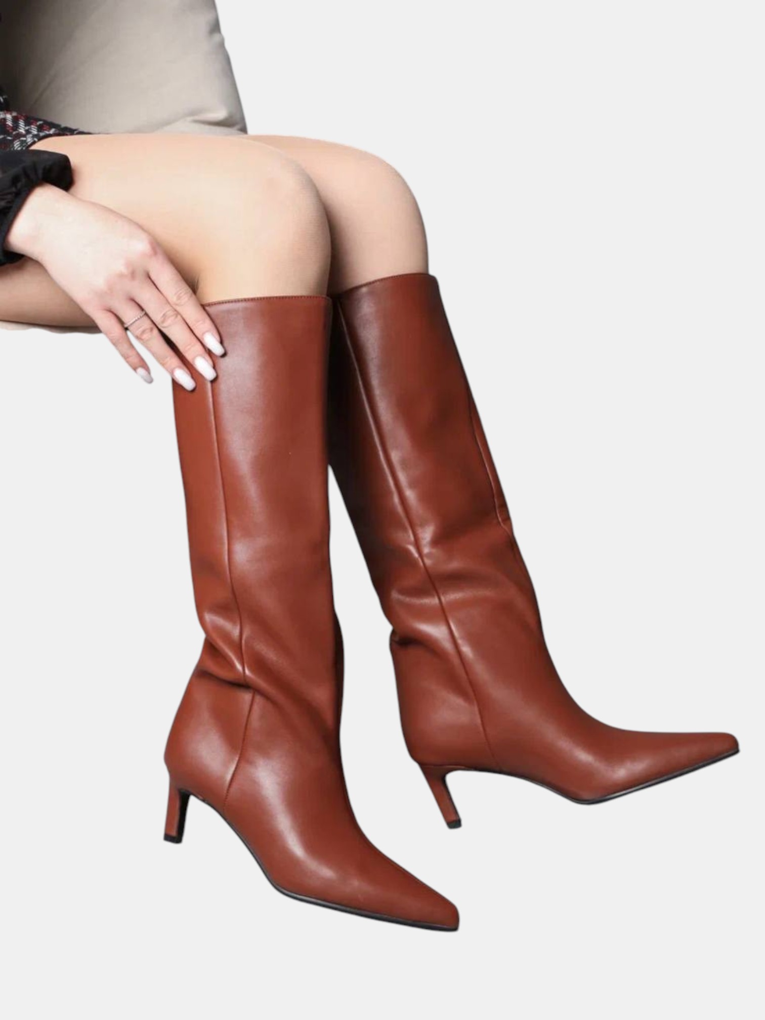 Сапоги трубы на шпильке кожа кофейные 3299 Сапоги трубы на шпильке кожа кофейные 3299