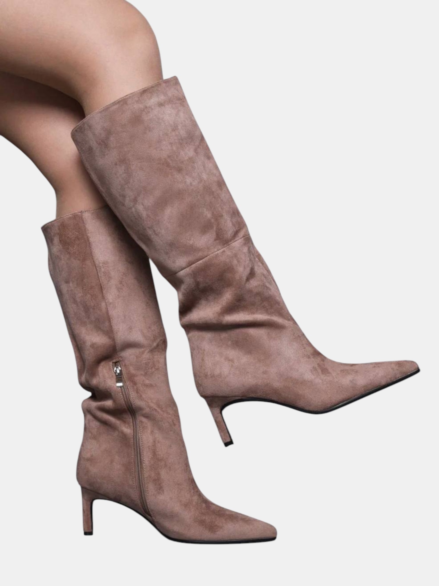 Сапоги трубы на шпильке замшевые бежевые 3305 Сапоги трубы на шпильке замшевые бежевые 3305