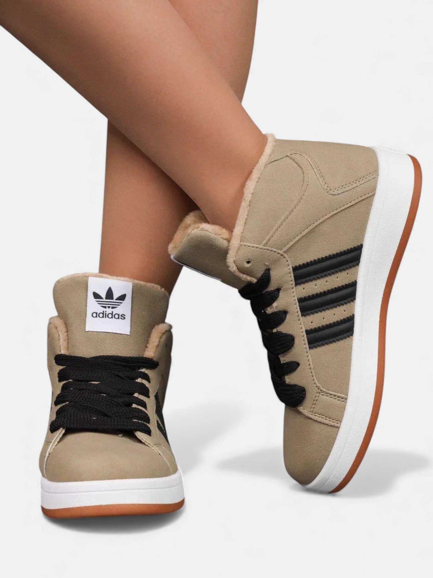 Кроссовки Adidas Campus с мехом бежевые 3385 Кроссовки Adidas Campus с мехом бежевые 3385