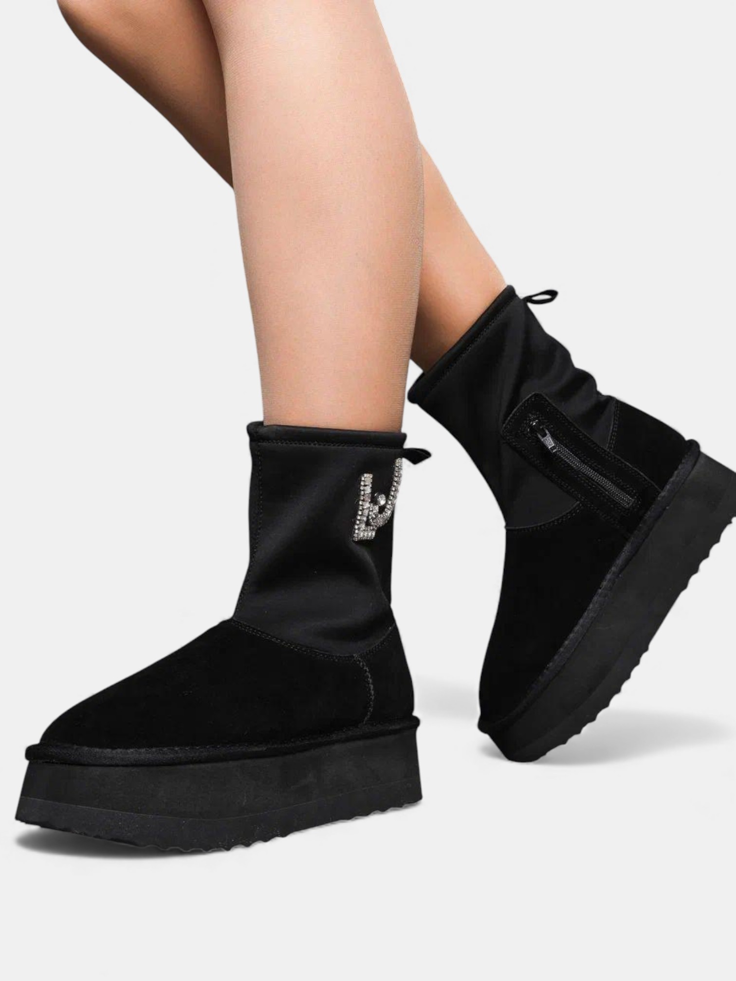 Угги женские зимние LIU JO на молнии черные 3419 Угги женские зимние LIU JO на молнии черные 3419