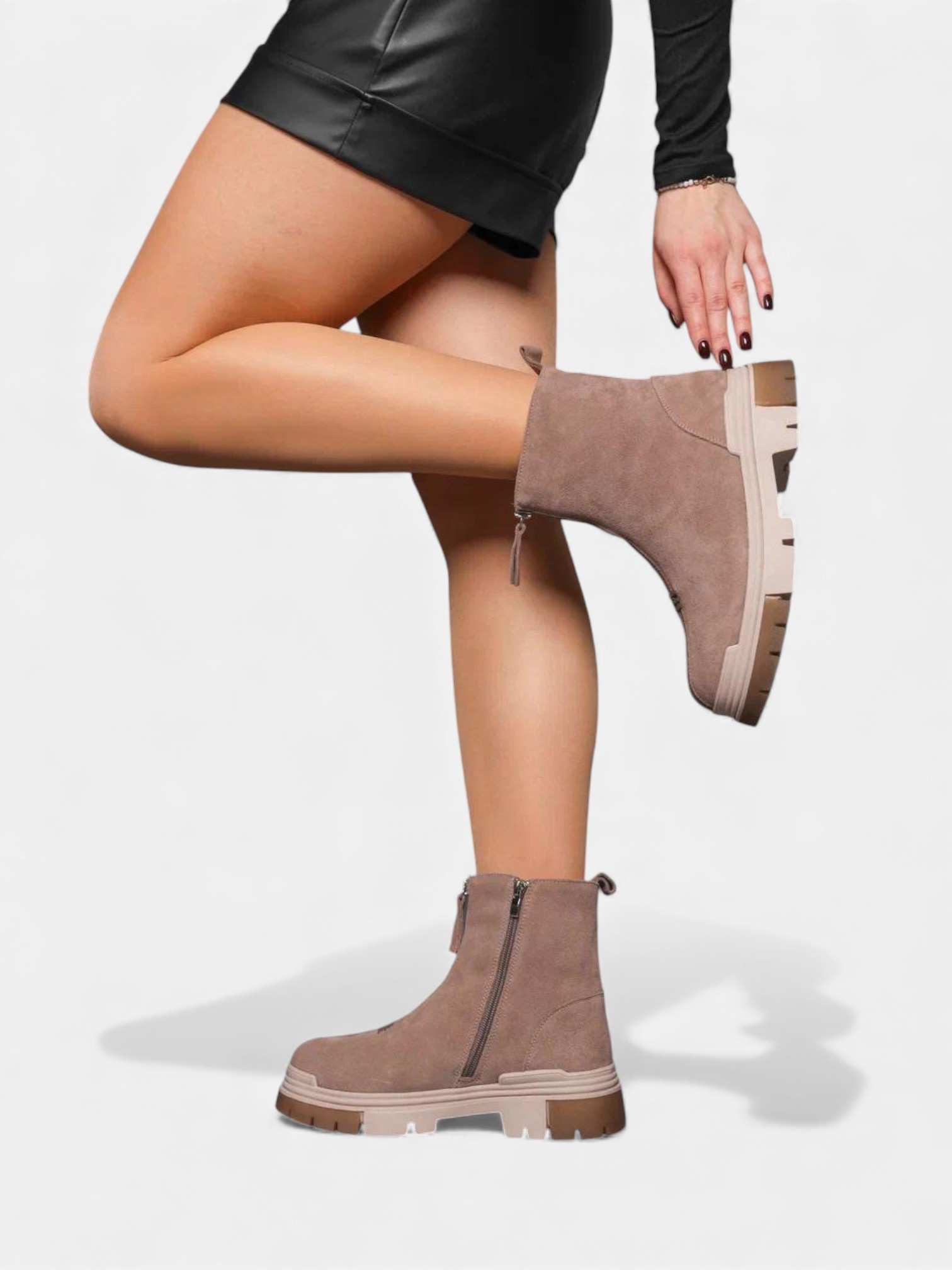 Ботинки зимние кожаные бежевые 3393 Ботинки зимние кожаные бежевые 3393