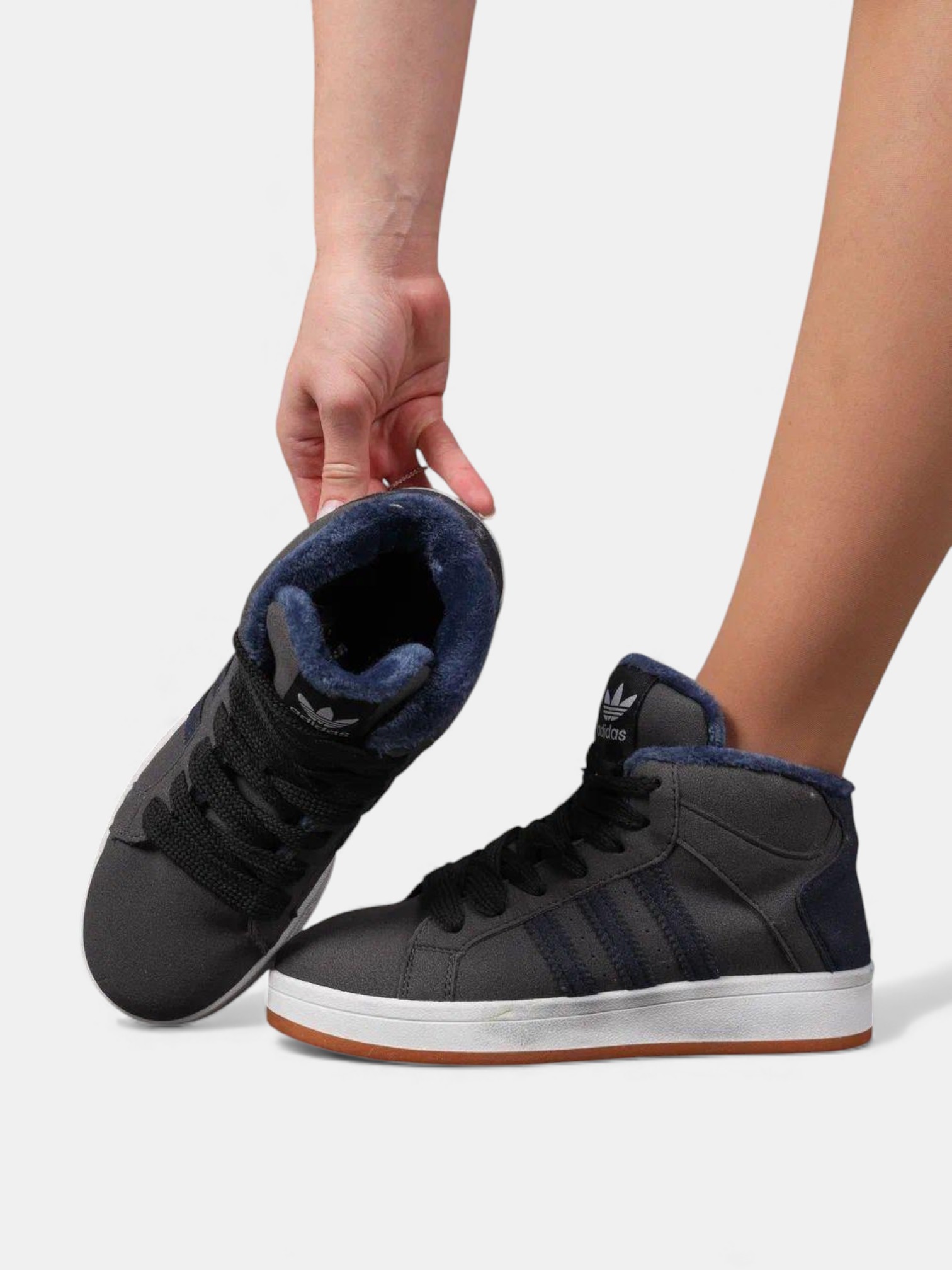 Кроссовки Adidas Campus с мехом графитовые 3387 Кроссовки Adidas Campus с мехом графитовые 3387