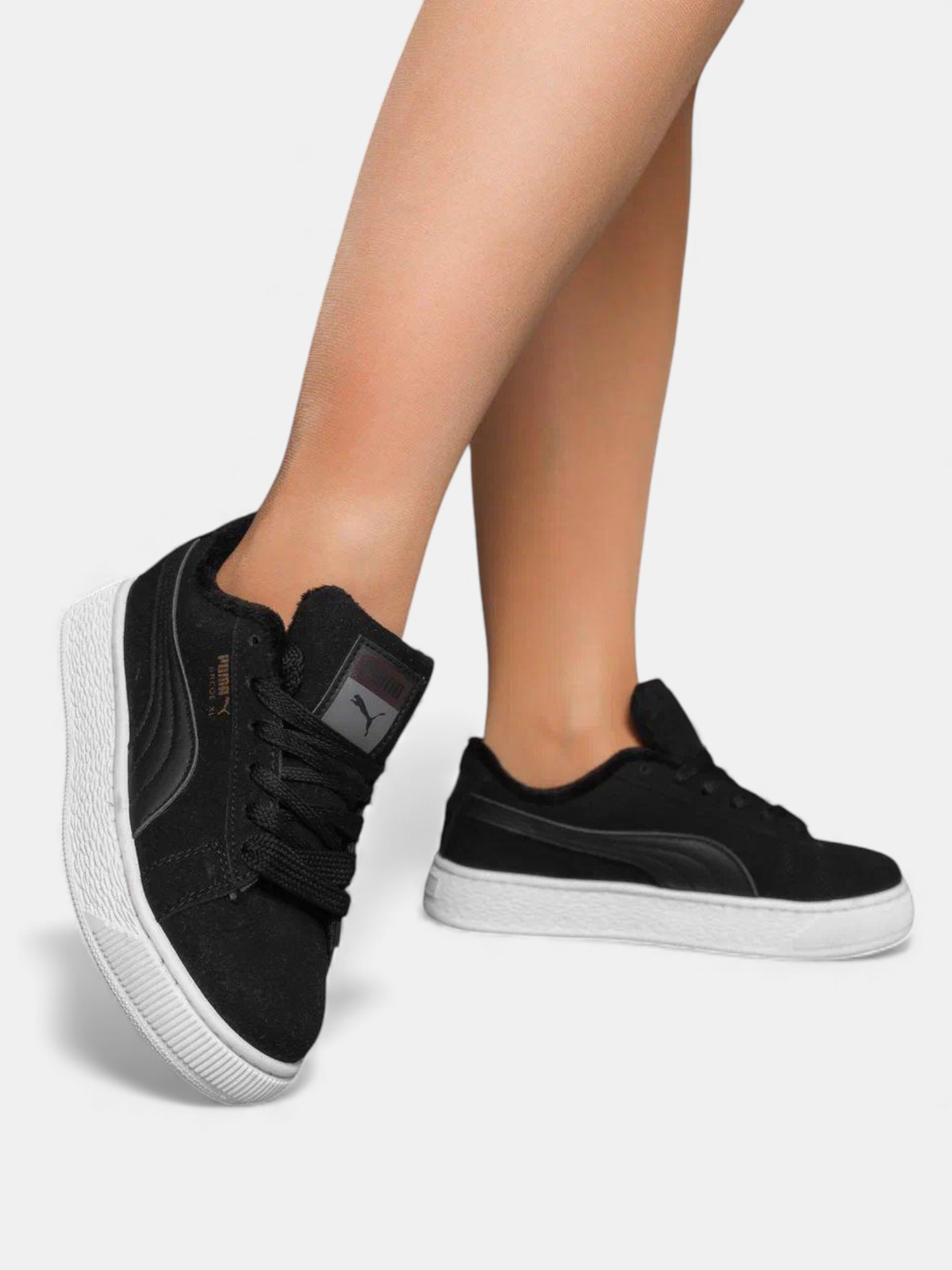 Кроссовки демисезон Puma Suede на байке черные 3395 Кроссовки демисезон Puma Suede на байке черные 3395