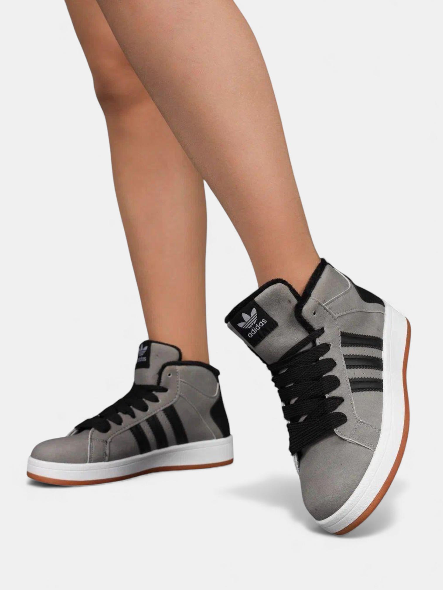 Кроссовки Adidas Campus с мехом серые 3384 Кроссовки Adidas Campus с мехом серые 3384