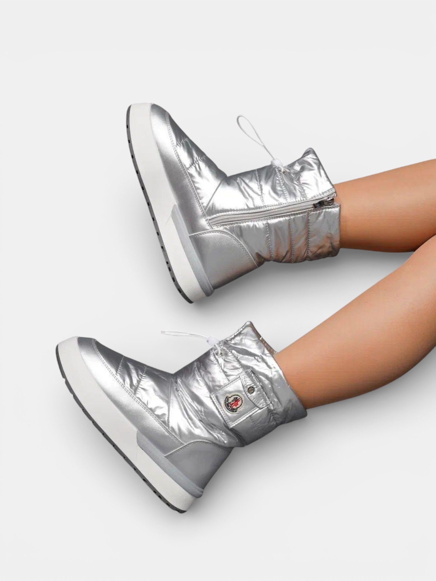 Дутики Moncler зимние серебристые 3429 Дутики Moncler зимние серебристые 3429