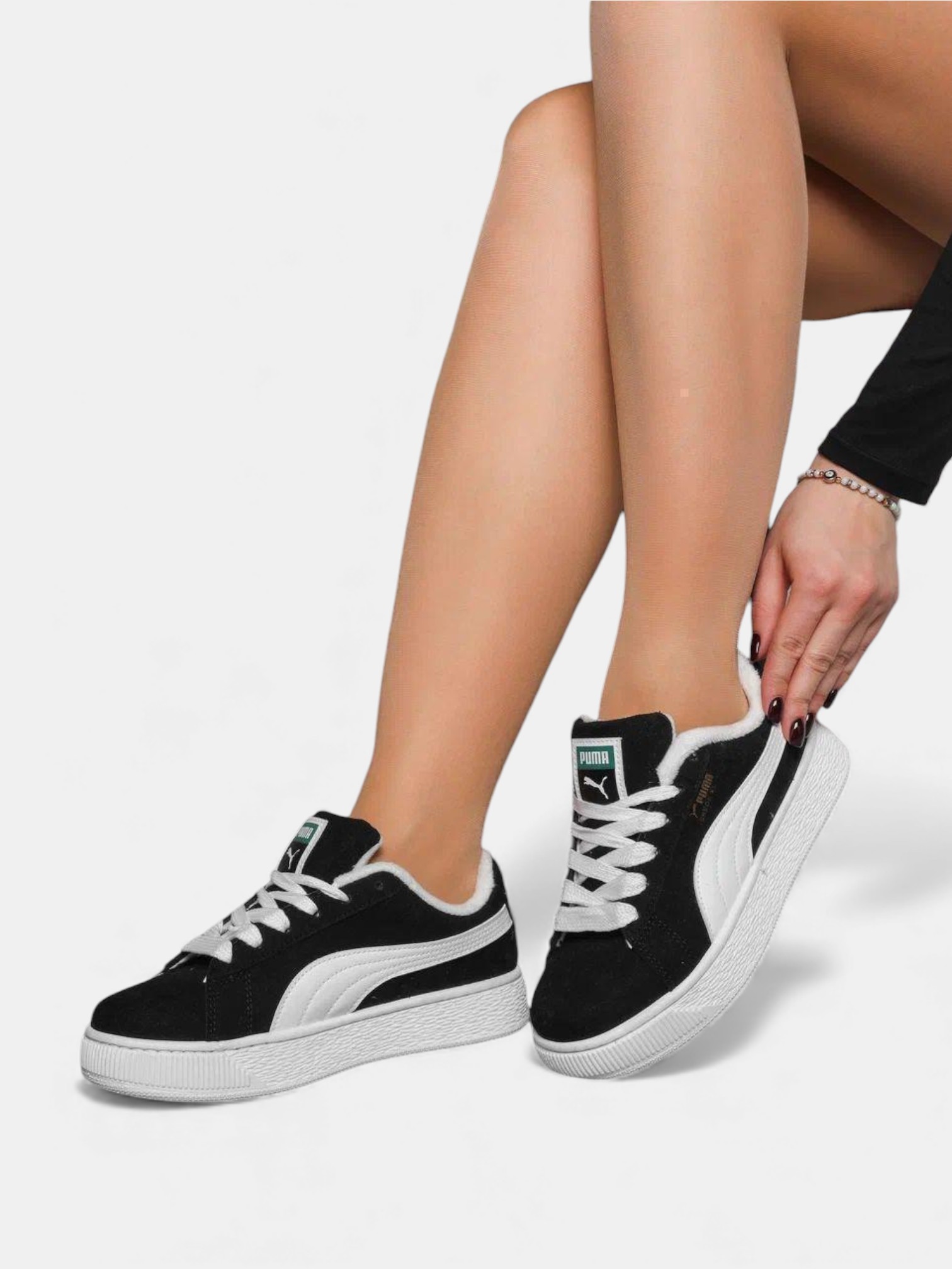 Кроссовки демисезон Puma Suede на байке черные с белым 3397 Кроссовки демисезон Puma Suede на байке черные с белым 3397