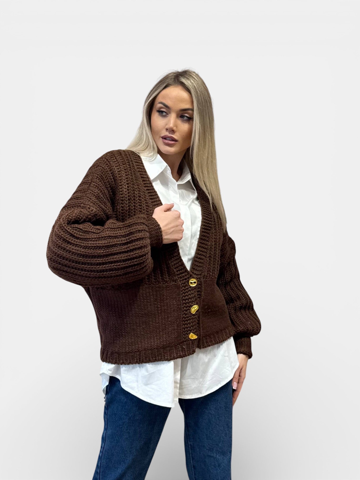 Кардиган вязанный SCHIAPARELLI шоколадный 3454 Кардиган вязанный SCHIAPARELLI шоколадный 3454