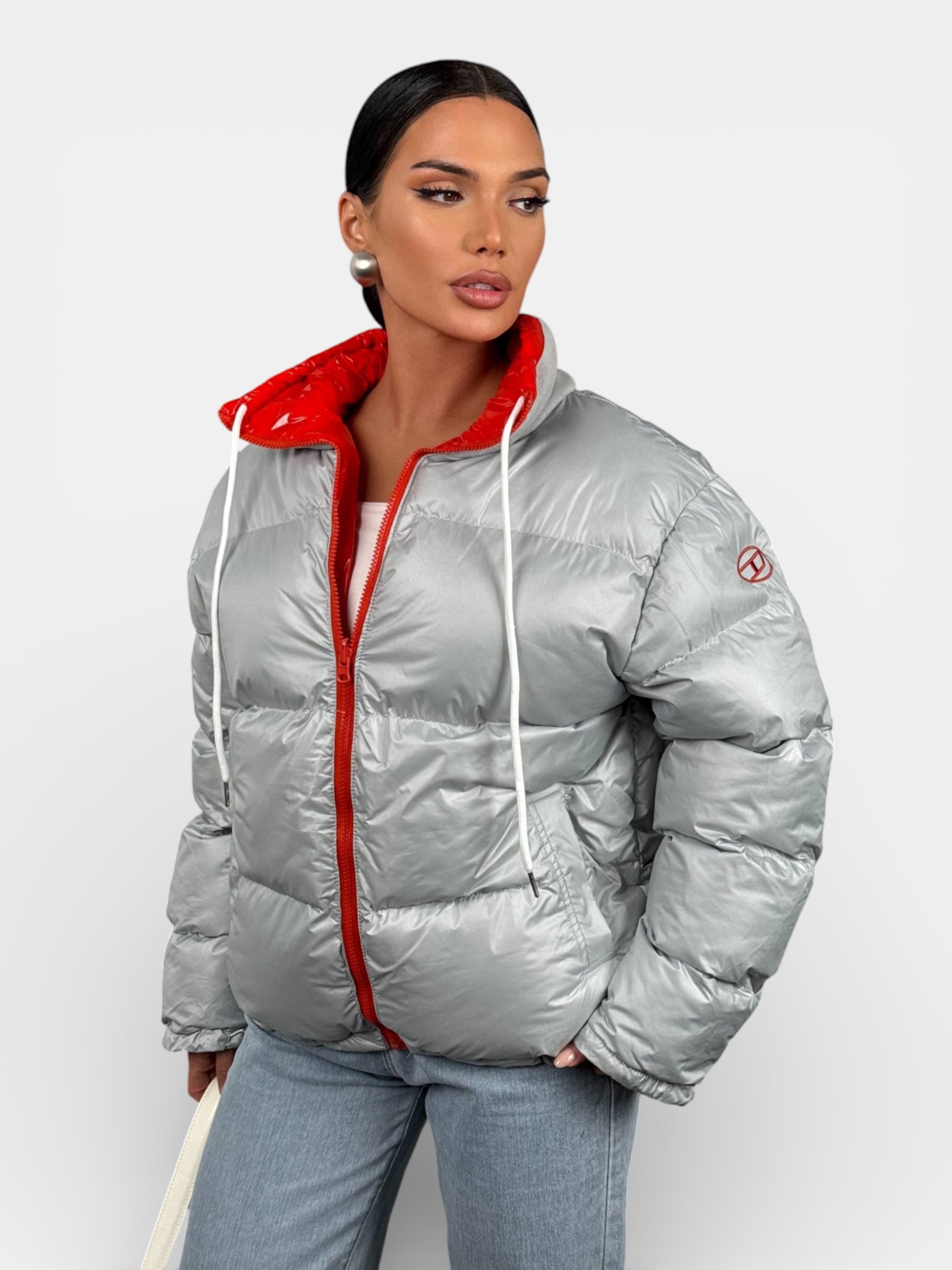 Пуховик куртка DIESEL зимняя двусторонняя красная с серым 3441 Пуховик куртка DIESEL зимняя двусторонняя красная с серым 3441