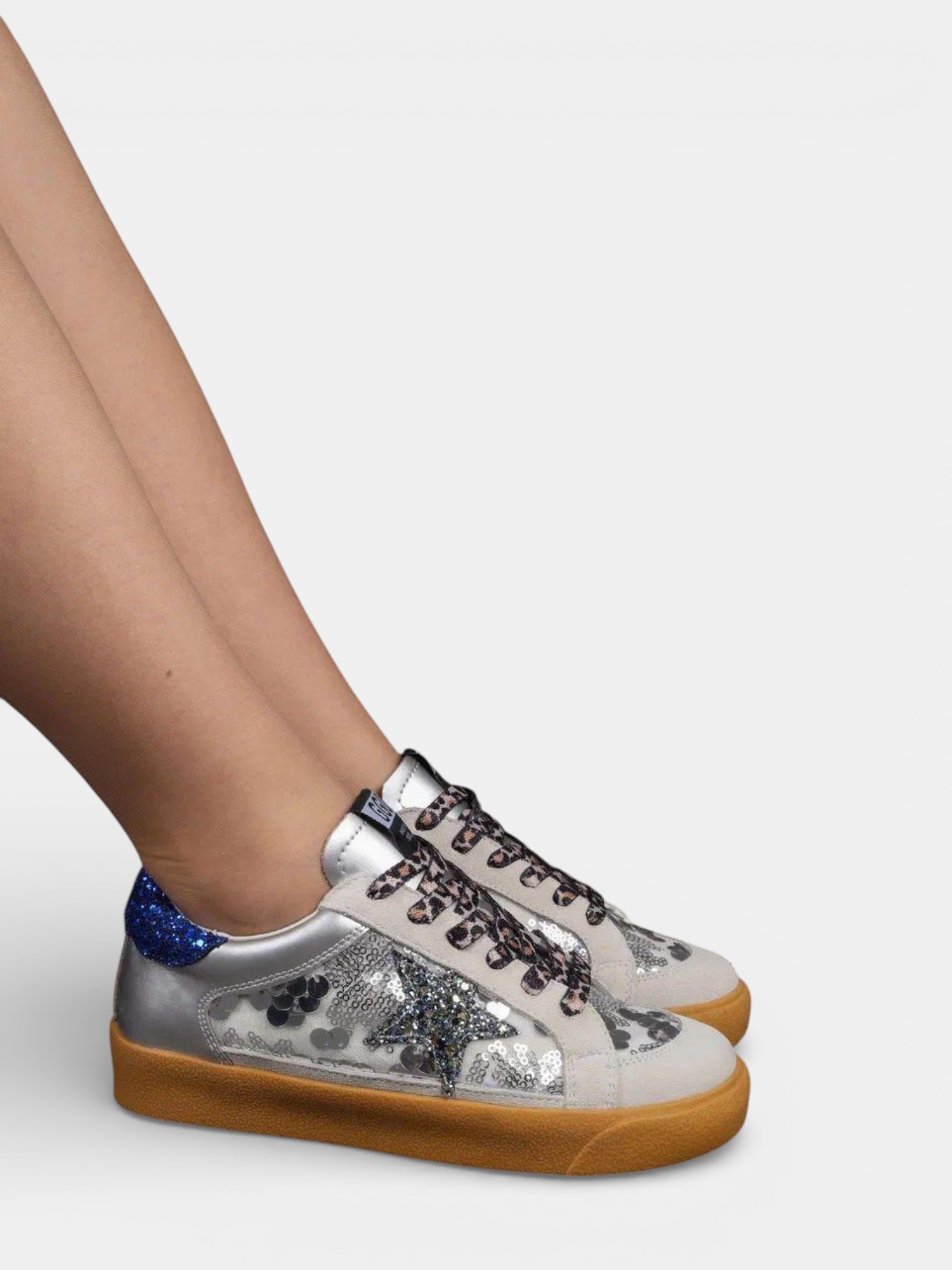 Кеды Golden goose кожаные летние с пайетками бежевые и серебро 3433 Кеды Golden goose кожаные летние с пайетками бежевые и серебро 3433