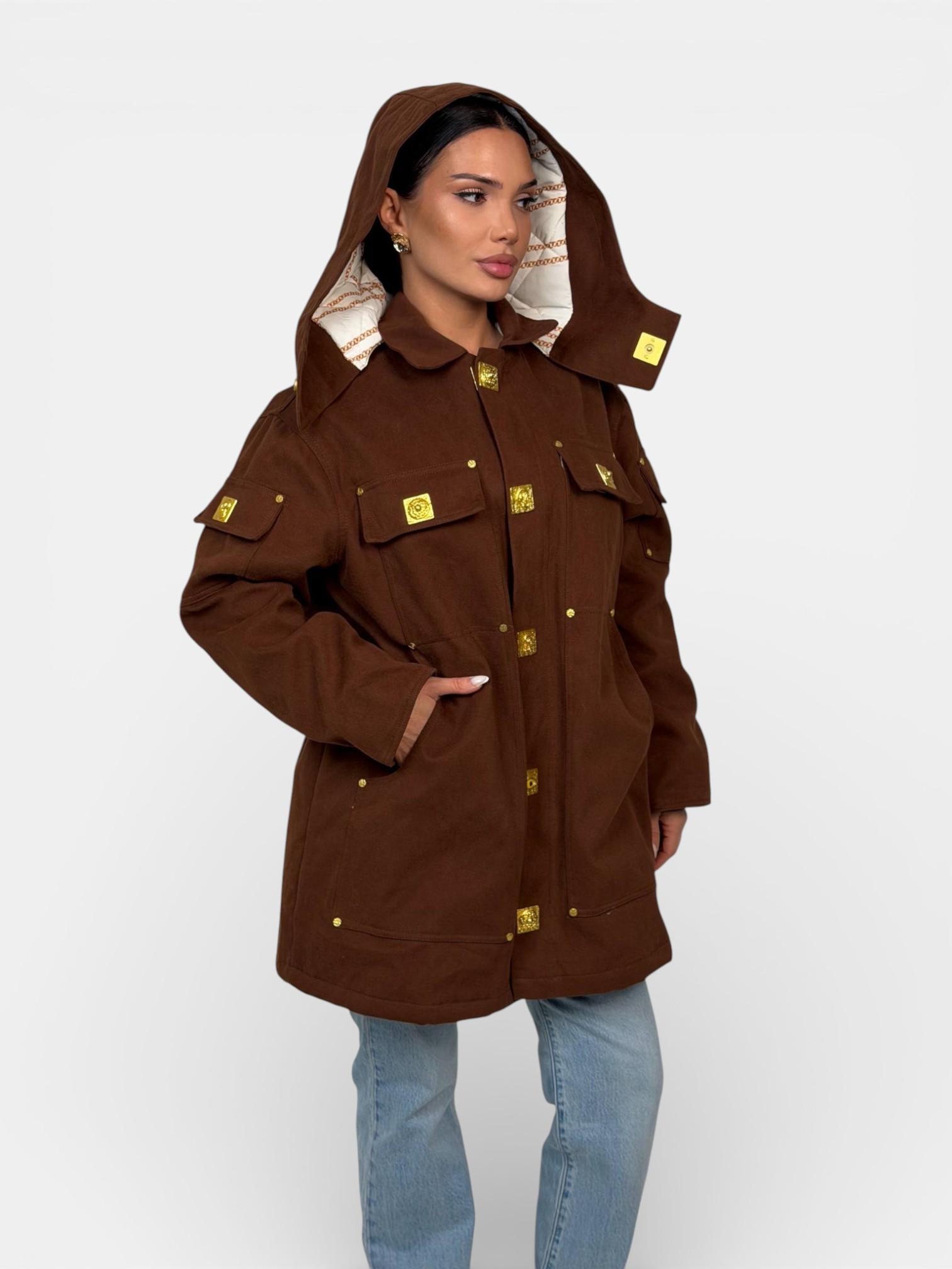 Куртка парка Schiaparelli удлиненная коричневая 3463 Куртка парка Schiaparelli удлиненная коричневая 3463