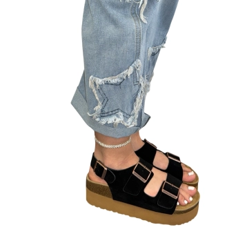 Сандалии женские BIRKENSTOCK натуральная замша черные 3111 Сандалии женские BIRKENSTOCK натуральная замша черные 3111