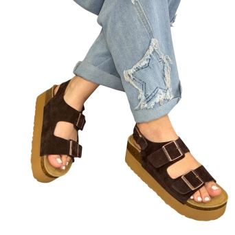 Сандалии женские BIRKENSTOCK натуральная замша шоколадные 3115 Сандалии женские BIRKENSTOCK натуральная замша шоколадные 3115
