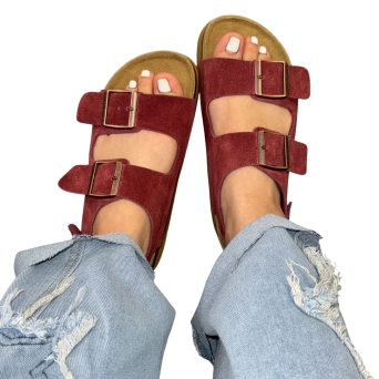 Сандалии женские BIRKENSTOCK натуральная замша бордовые 3116 Сандалии женские BIRKENSTOCK натуральная замша бордовые 3116
