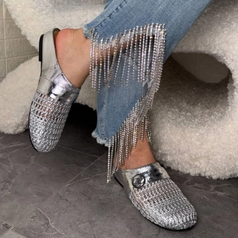 Сабо женские CHANEL натуральная кожа серебристые 3119 Сабо женские CHANEL натуральная кожа серебристые 3119