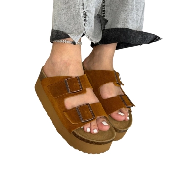 Шлепанцы женские BIRKENSTOCK натуральная замша рыжие 3106 Шлепанцы женские BIRKENSTOCK натуральная замша рыжие 3106